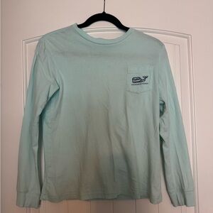 KIDS Vineyard Vines Aqua Medium Crew Neck Long Sleeve